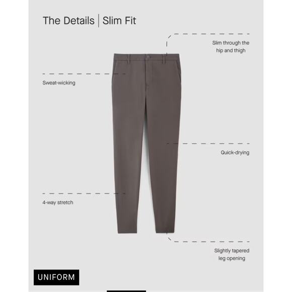 NWT Everlane Mens Uniform Performance Chino Slim Fit  Size 33×32 Retail $98 - Picture 6 of 8